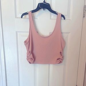 Pink crop top with flower detail